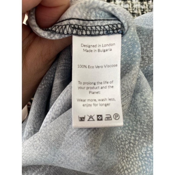 Saint & Sophia Abstract Black Blue Viscose Wide Leg High Rise Luxury Pants 6 - Picture 10 of 10